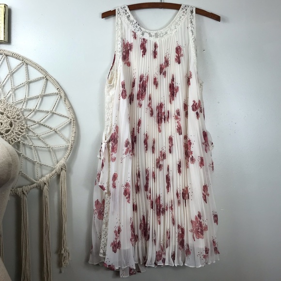 Free People Floral Pleated Mini Trapeze Dress - Picture 5 of 7